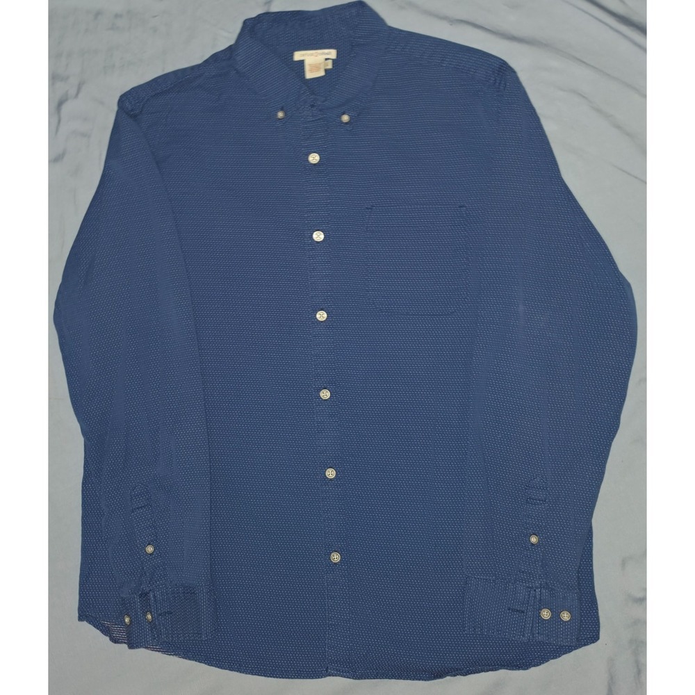 Carbon 2 Cobalt Mens Blue Dot Print Button Up Shirt Long Sleeve Casual Large